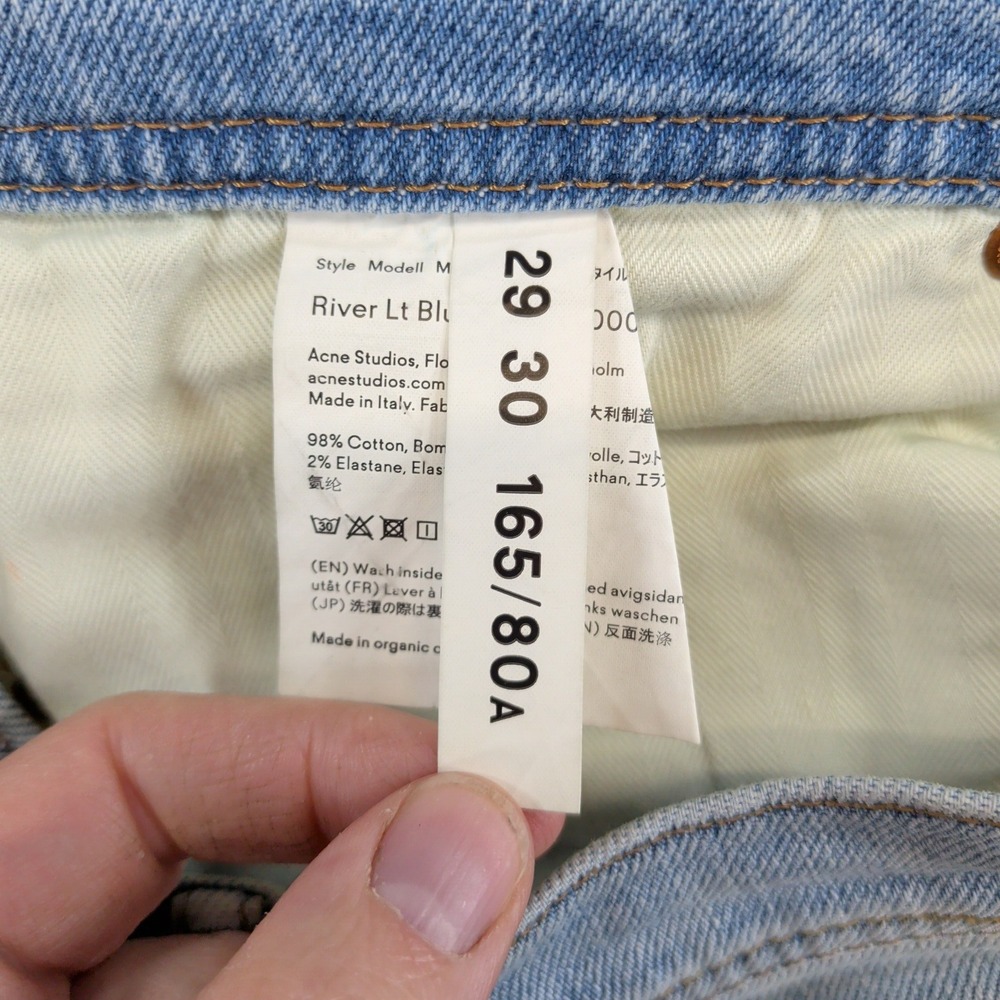 Acne Studios Bla Konst River Lt Blue FW19 Tapered Jeans Mens 30x26 Made in Italy - Picture 4 of 10